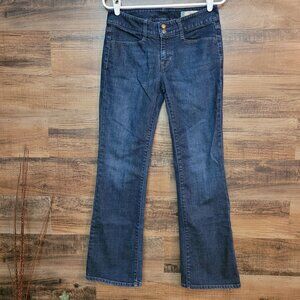 Vtg GAP Jeans Women 6 R Bowery Curvy Flare Low Rise Button Flap Dark Wash Y2K